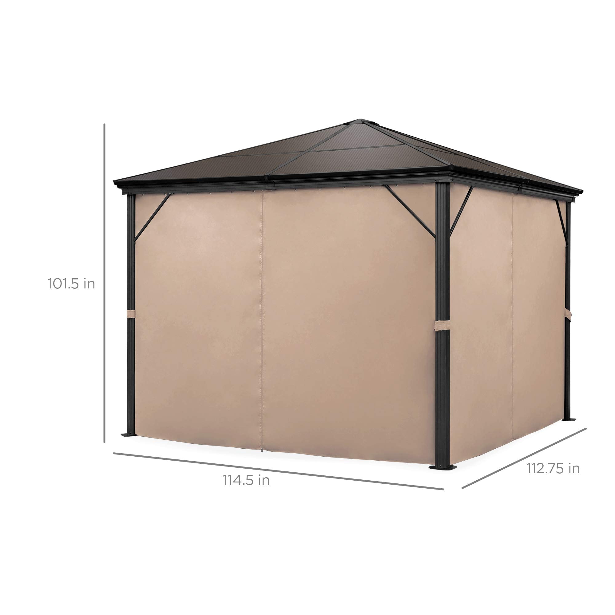 Best Choice Products 10x10ft Hardtop Gazebo, Outdoor Aluminum Canopy for Backyard, Patio, Garden w/Side Curtains, Mosquito Netting, Zippered Door