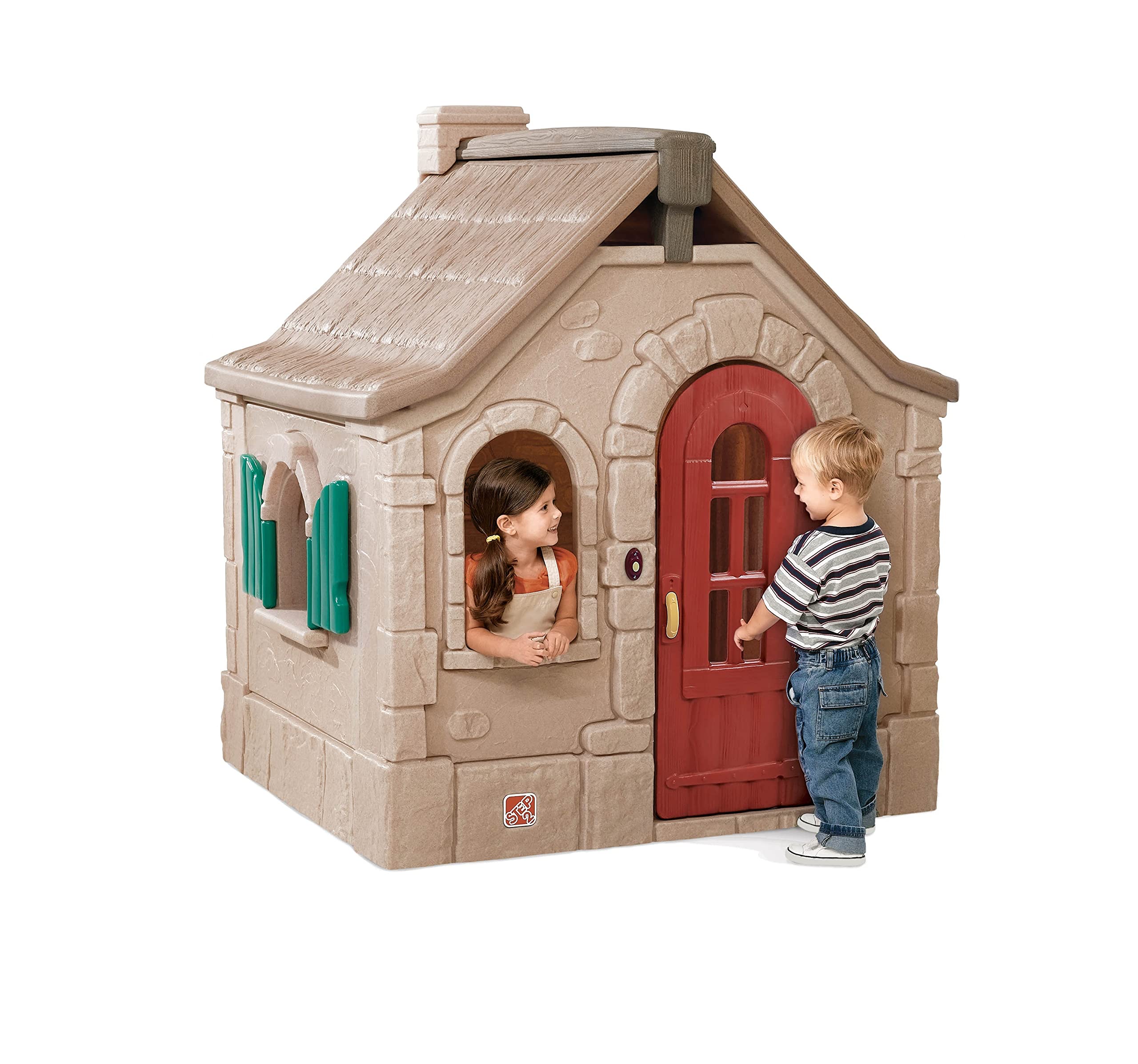Step2 Naturally Playful StoryBook Cottage for Kids, Outdoor Playhouse with Realistic Details and Interactive Features for Toddlers, Ages 1.5+ Years Old, Easy Assembly